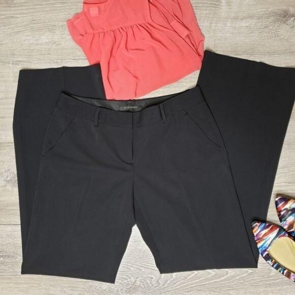 Elie Tahari Black Dress Pants Women Size 6 Silk Blend Wide Leg belt loops pocket - Picture 3 of 8